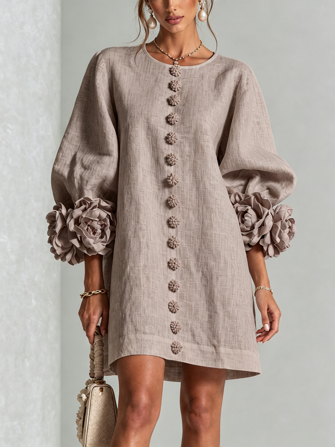 Amabel | Floral-Trimmed Mini Dress