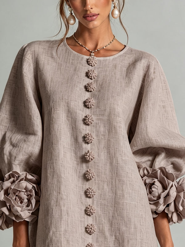 Dorothy | Floral-Cuff Button-Down Mini Dress