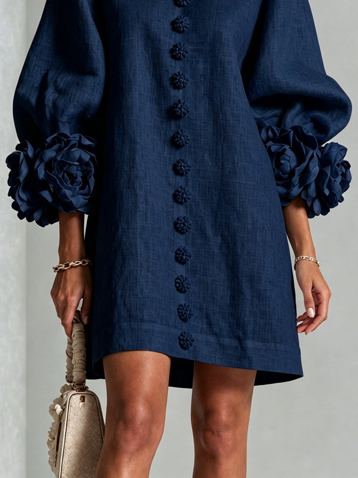Adeline | Floral-Cuff Statement Mini Dress