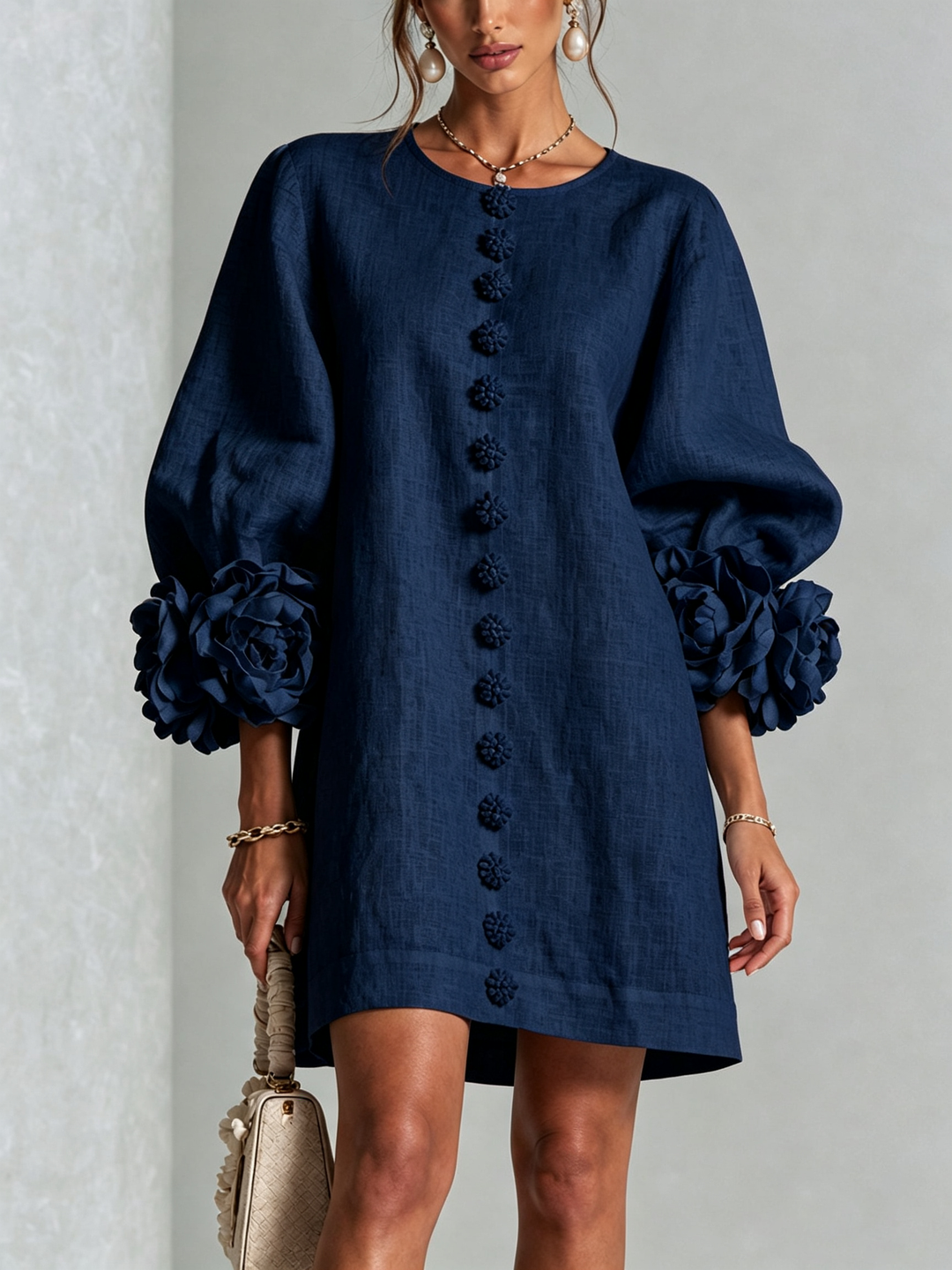 Amabel | Floral-Trimmed Mini Dress