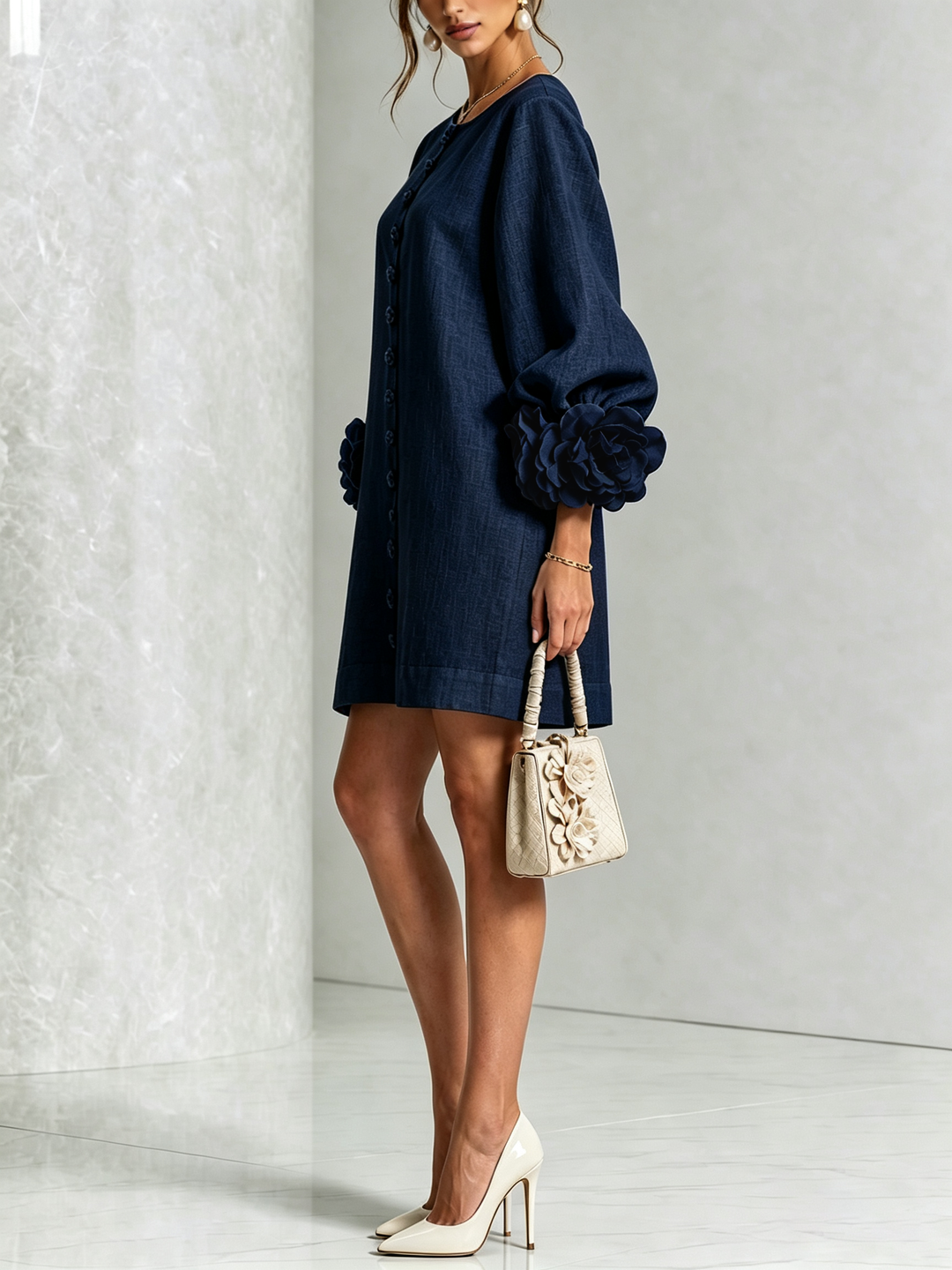Amabel | Floral-Trimmed Mini Dress