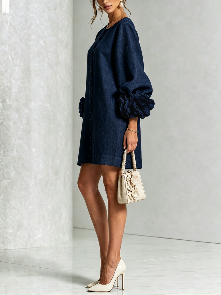 Amabel | Floral-Trimmed Mini Dress