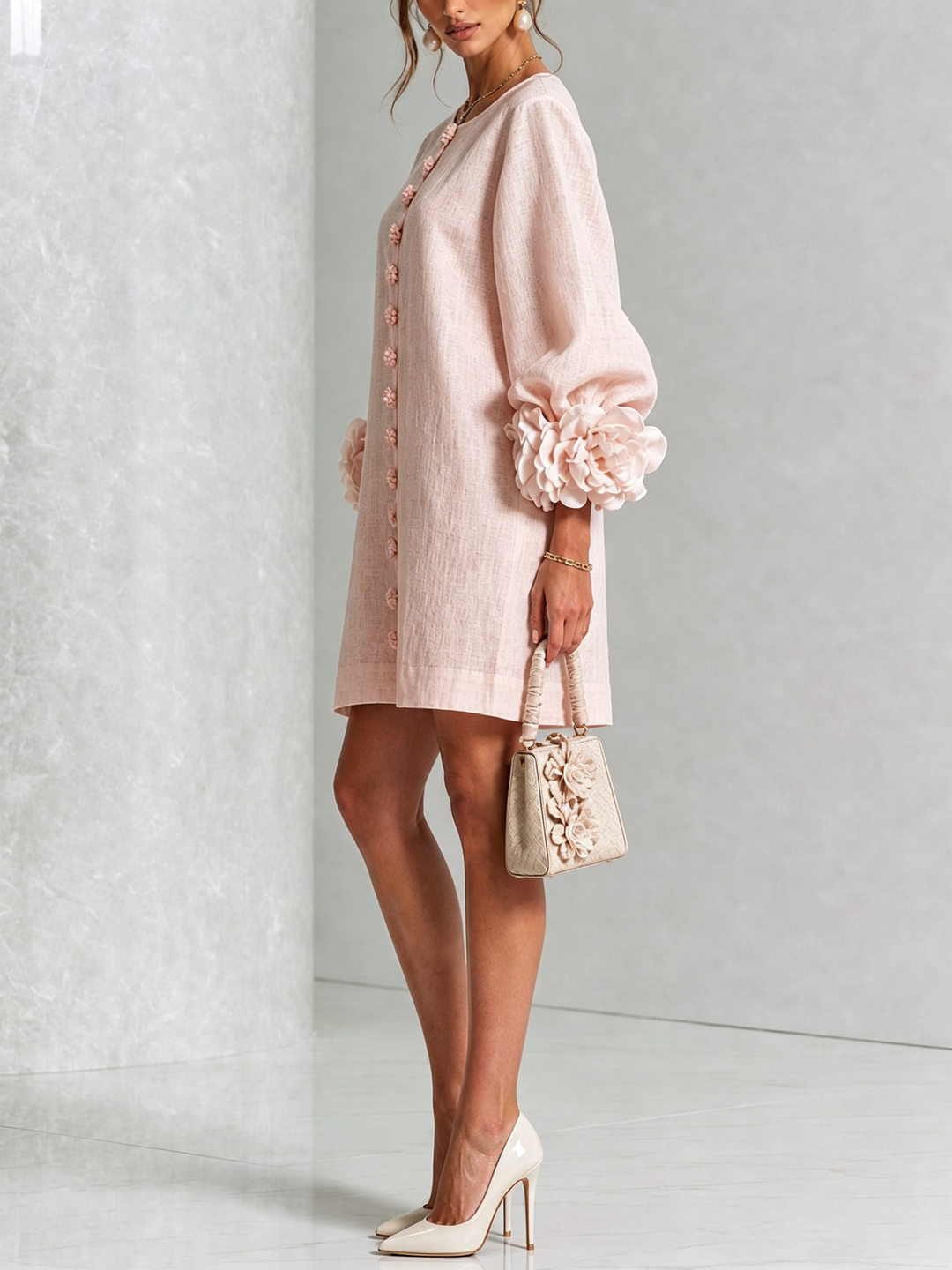 Amabel | Floral-Trimmed Mini Dress