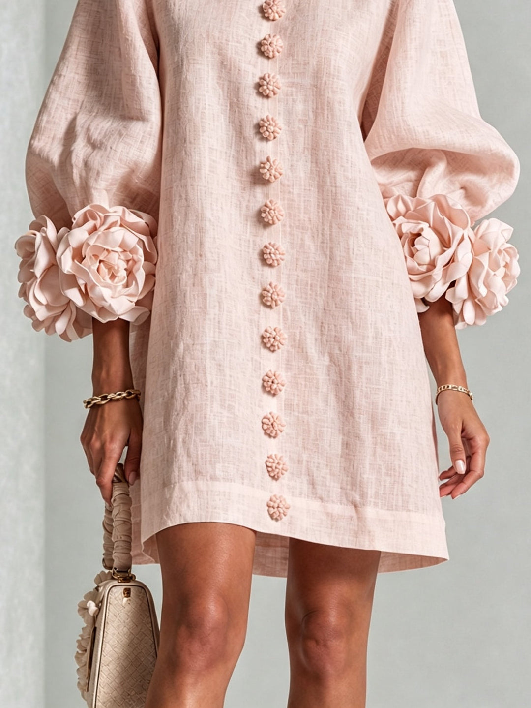 Arabella | Floral-Cuff Mini Dress