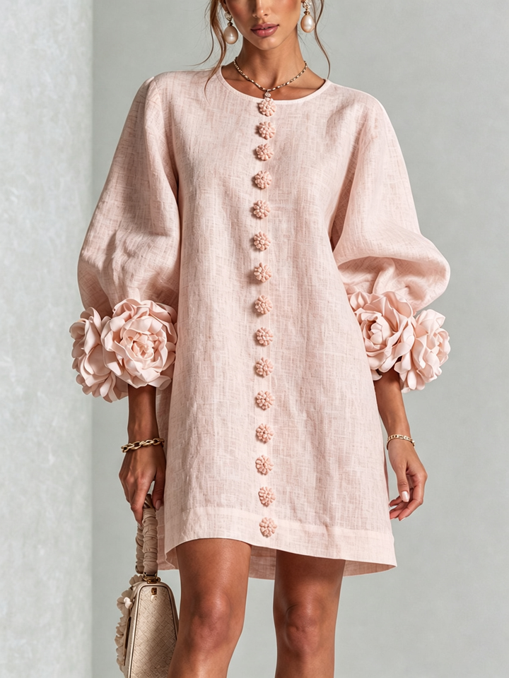 Amabel | Floral-Trimmed Mini Dress