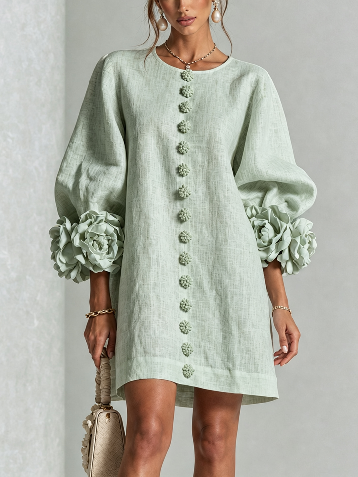 Amabel | Floral-Trimmed Mini Dress