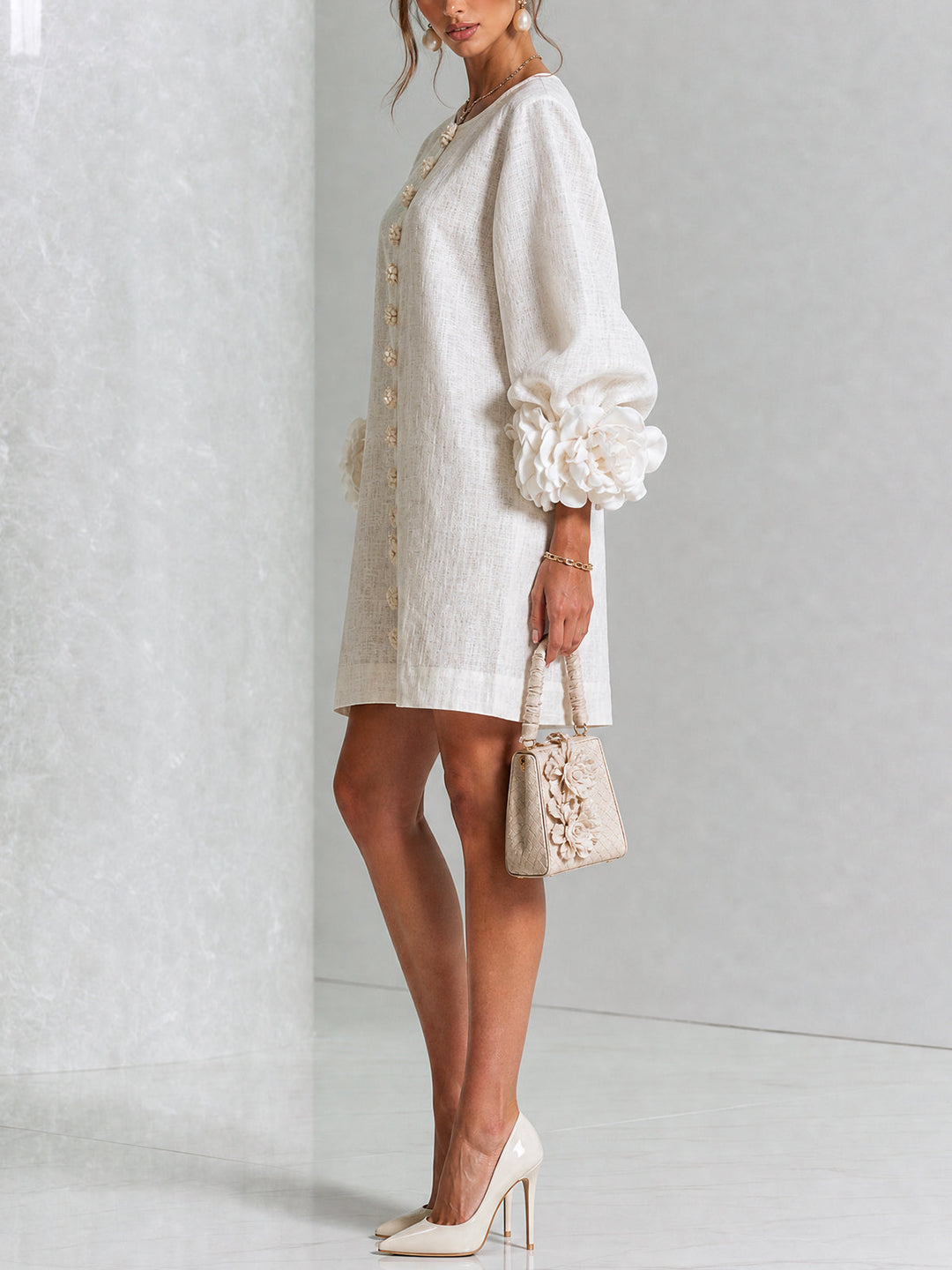 Amabel | Floral-Trimmed Mini Dress