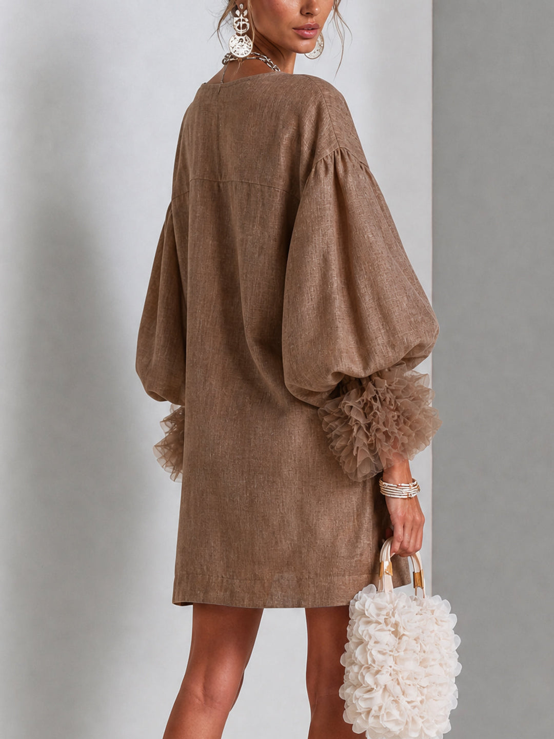 Flora | Zip-Front Balloon Sleeve Mini Dress