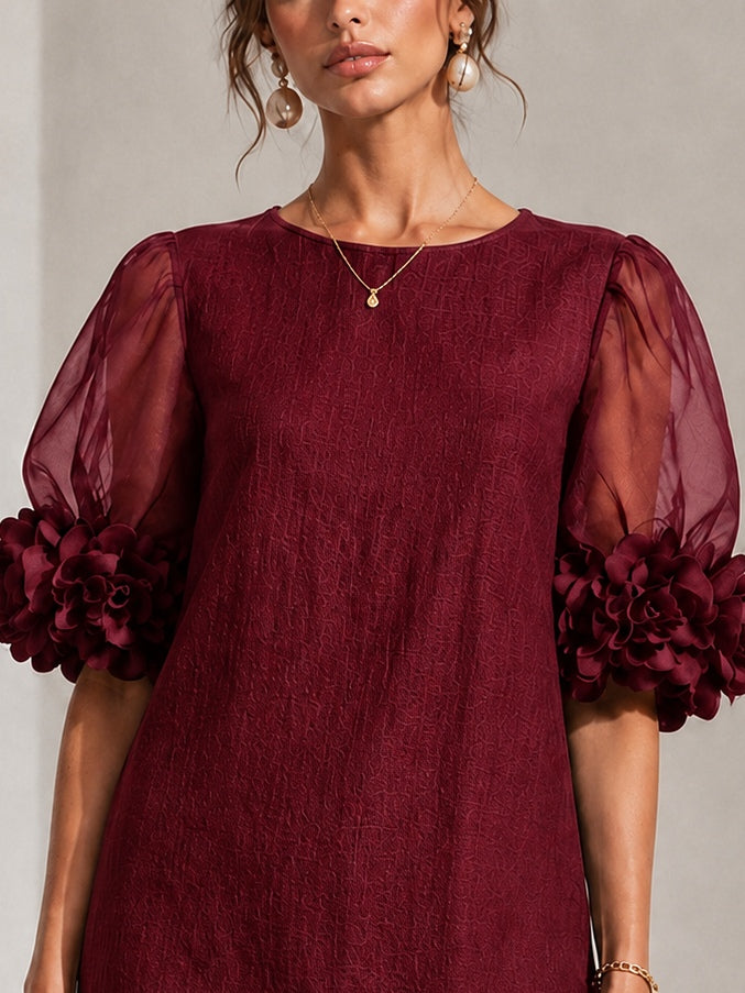 Willa | Floral-Cuff Puff-Sleeve Mini Dress
