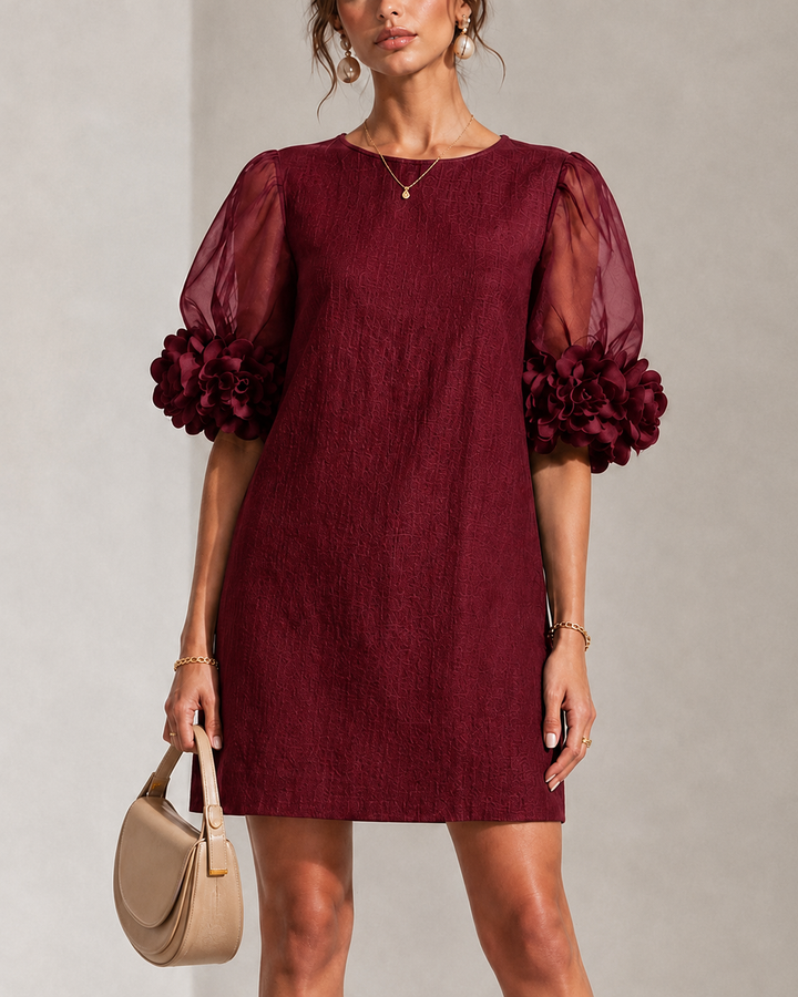 Willa | Floral-Cuff Puff-Sleeve Mini Dress