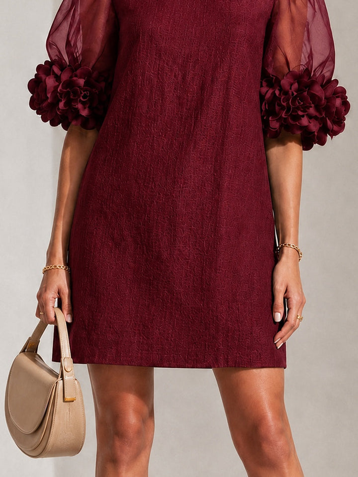Willa | Floral-Cuff Puff-Sleeve Mini Dress