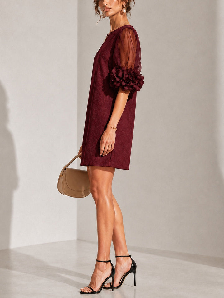 Willa | Floral-Cuff Puff-Sleeve Mini Dress