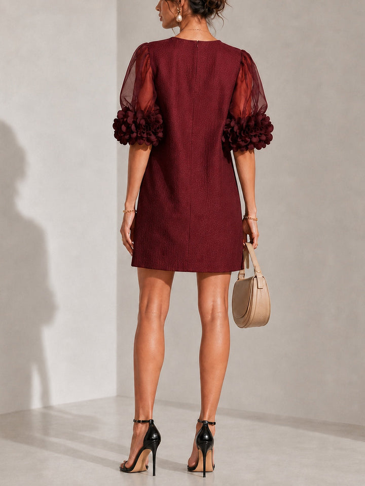 Willa | Floral-Cuff Puff-Sleeve Mini Dress