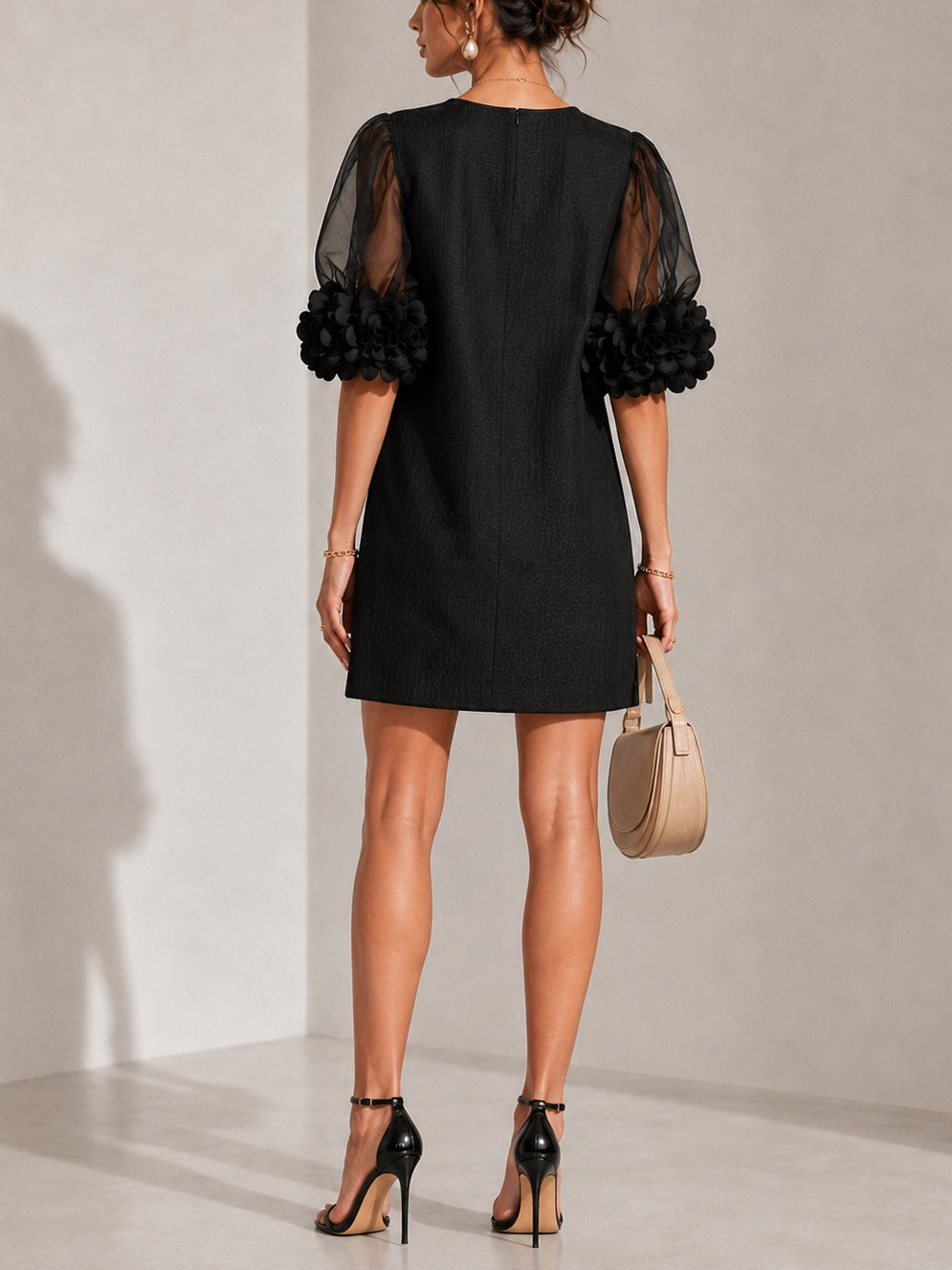 Sophie | Floral-Cuff Puff-Sleeve Mini Dress