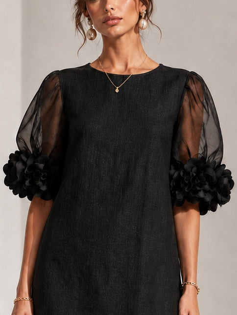 Sophie | Floral-Cuff Puff-Sleeve Mini Dress