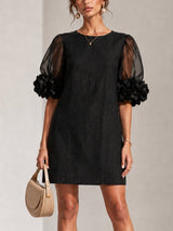 Sophie | Floral-Cuff Puff-Sleeve Mini Dress