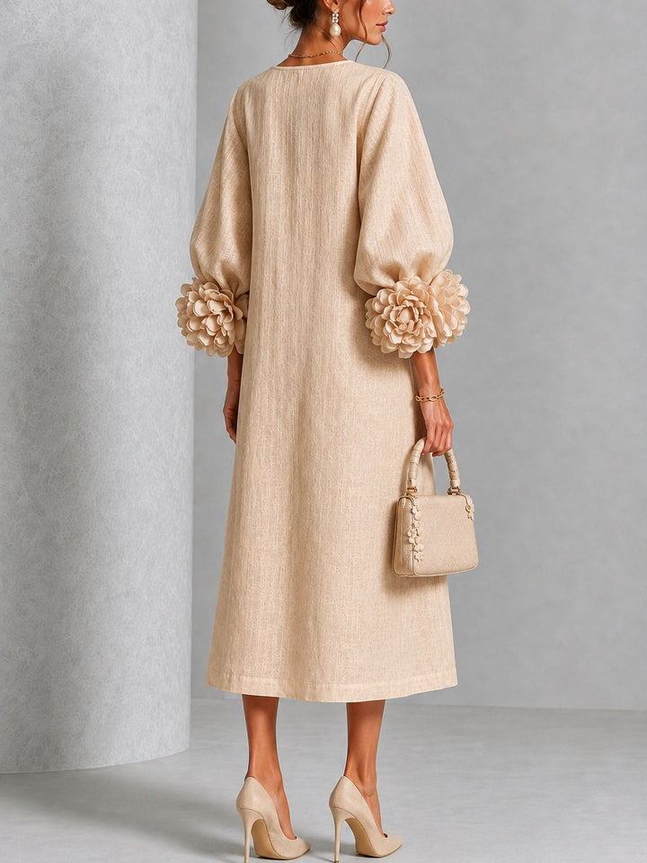 Adele | Floral-Cuff Midi Dress