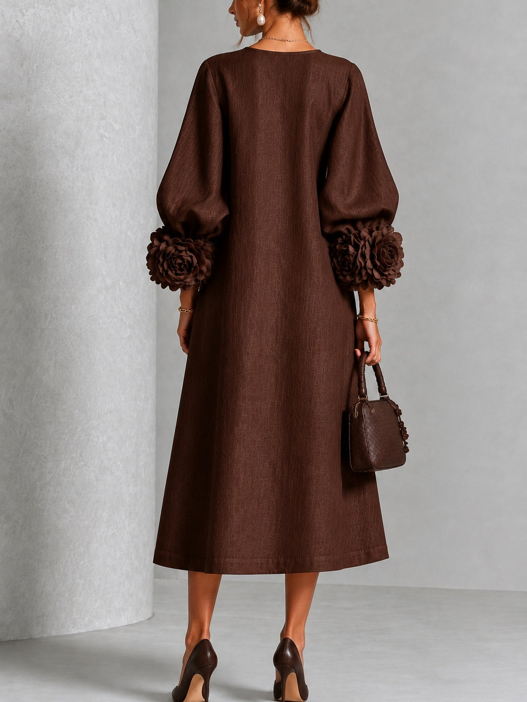 Anthea | Floral-Cuff Midi Dress