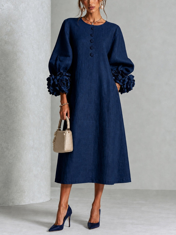 Winifred | Floral-Cuff Midi Dress