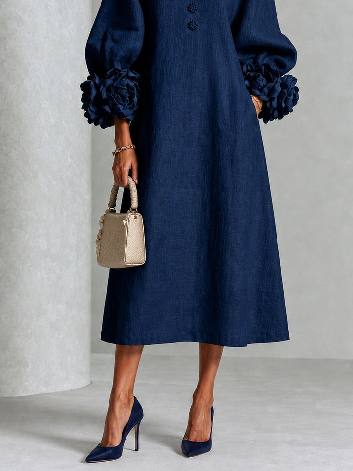 Winifred | Floral-Cuff Midi Dress