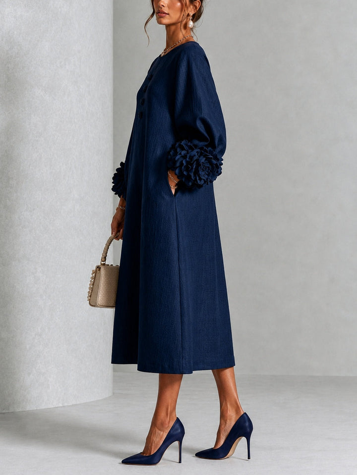 Winifred | Floral-Cuff Midi Dress