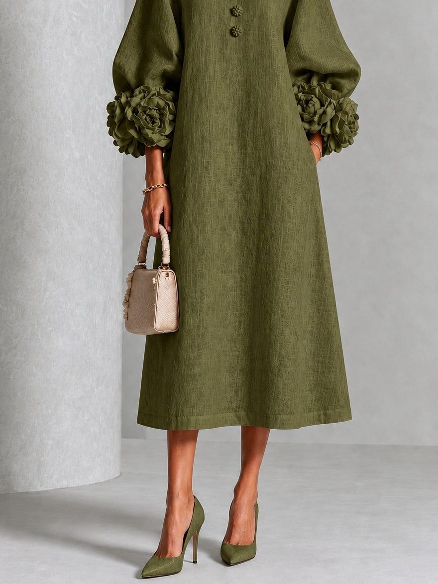 Mirabel | Floral-Cuff Midi Dress