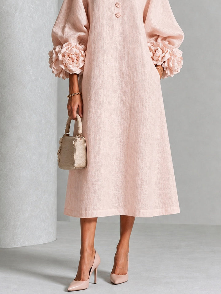 Antonia | Floral-Cuff Midi Dress