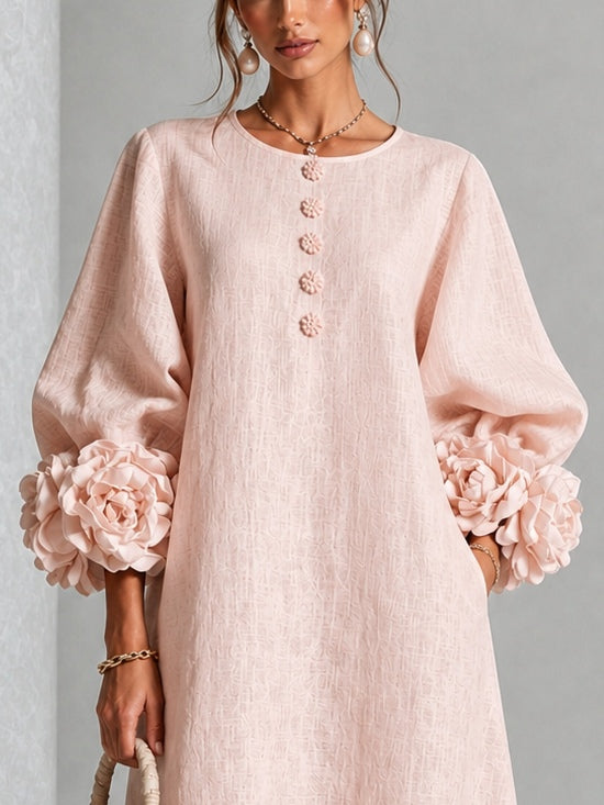 Antonia | Floral-Cuff Midi Dress