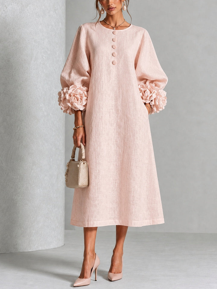 Antonia | Floral-Cuff Midi Dress