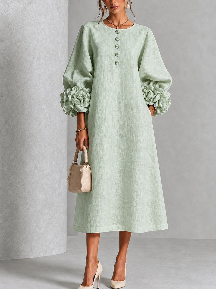 Clara | Floral-Cuff Midi Dress