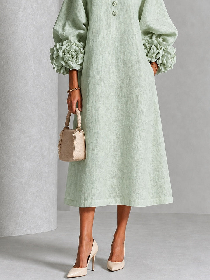 Clara | Floral-Cuff Midi Dress