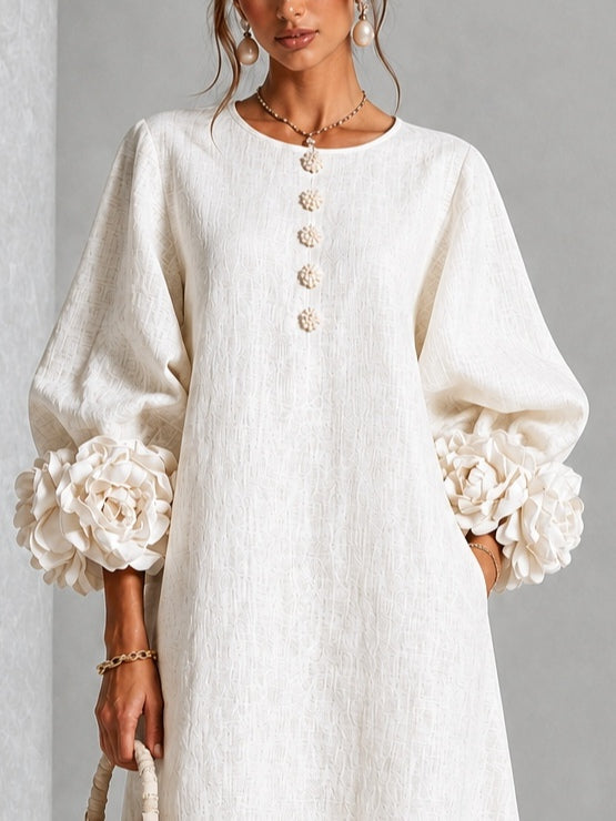Magnolia | Floral-Cuff Midi Dress