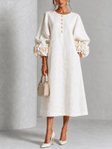 Magnolia | Floral-Cuff Midi Dress