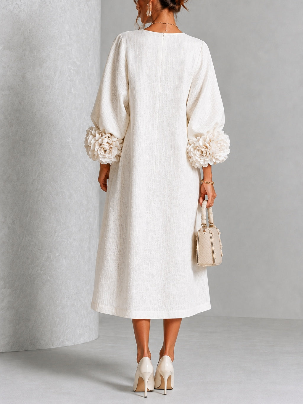 Magnolia | Floral-Cuff Midi Dress