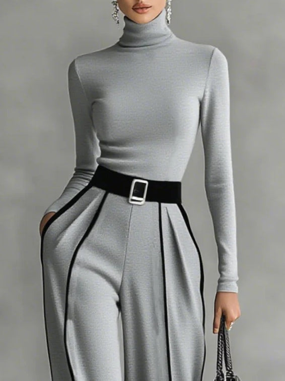 Octavia | Contrast-Trim Two-Piece Set