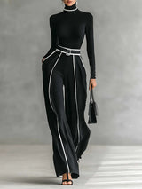 Octavia | Contrast-Trim Two-Piece Set
