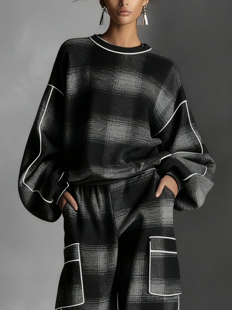 Lorena | Relaxed Checked Two-Piece Set
