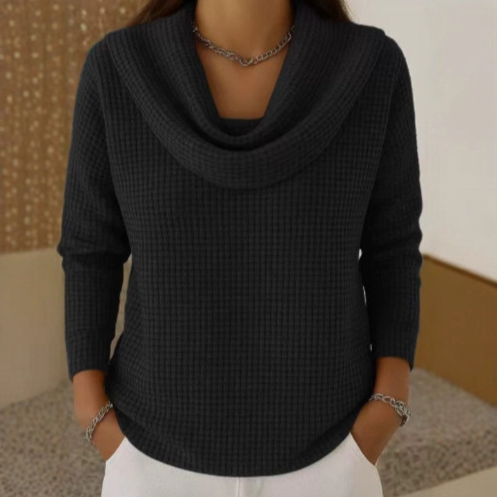 Naomi | Waffle-Knit Cowl-Neck Top