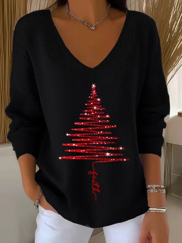 Bethany | Festive V-Neck Sweater