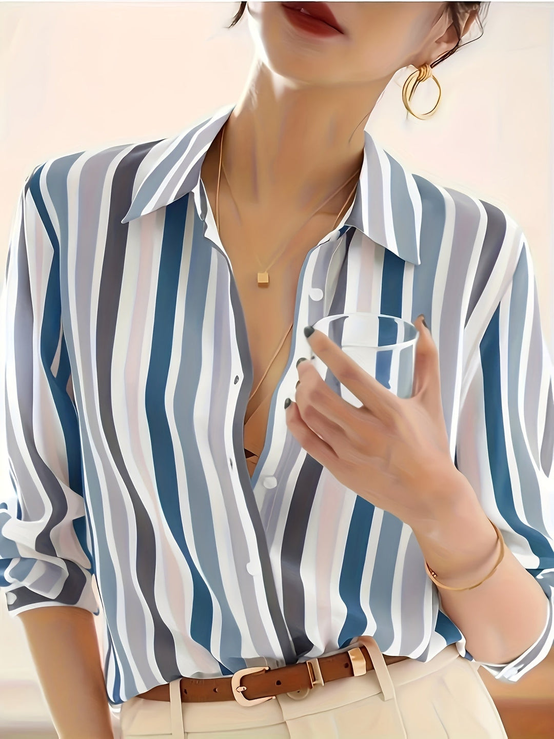 Eleanor | Elegant Striped Button Shirt