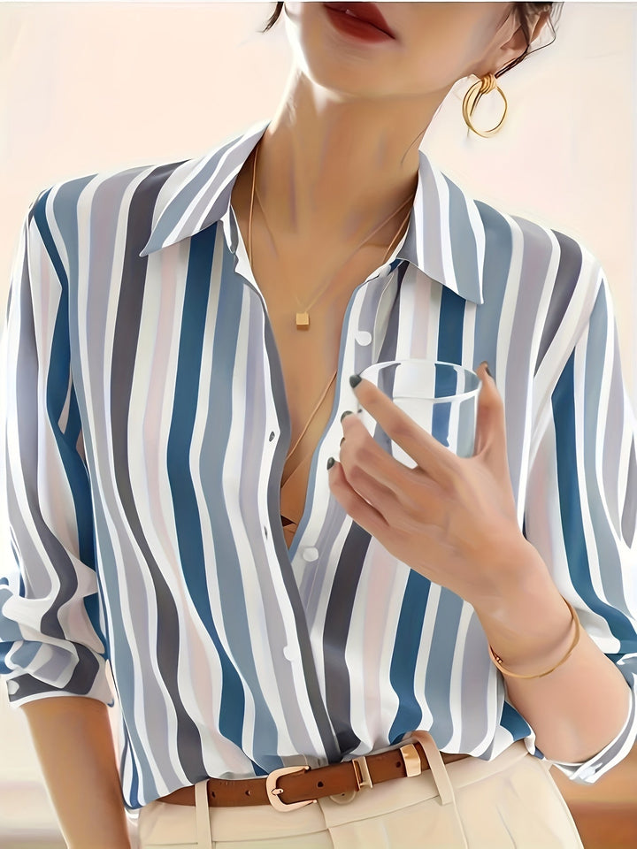 Eleanor | Elegant Striped Button Shirt