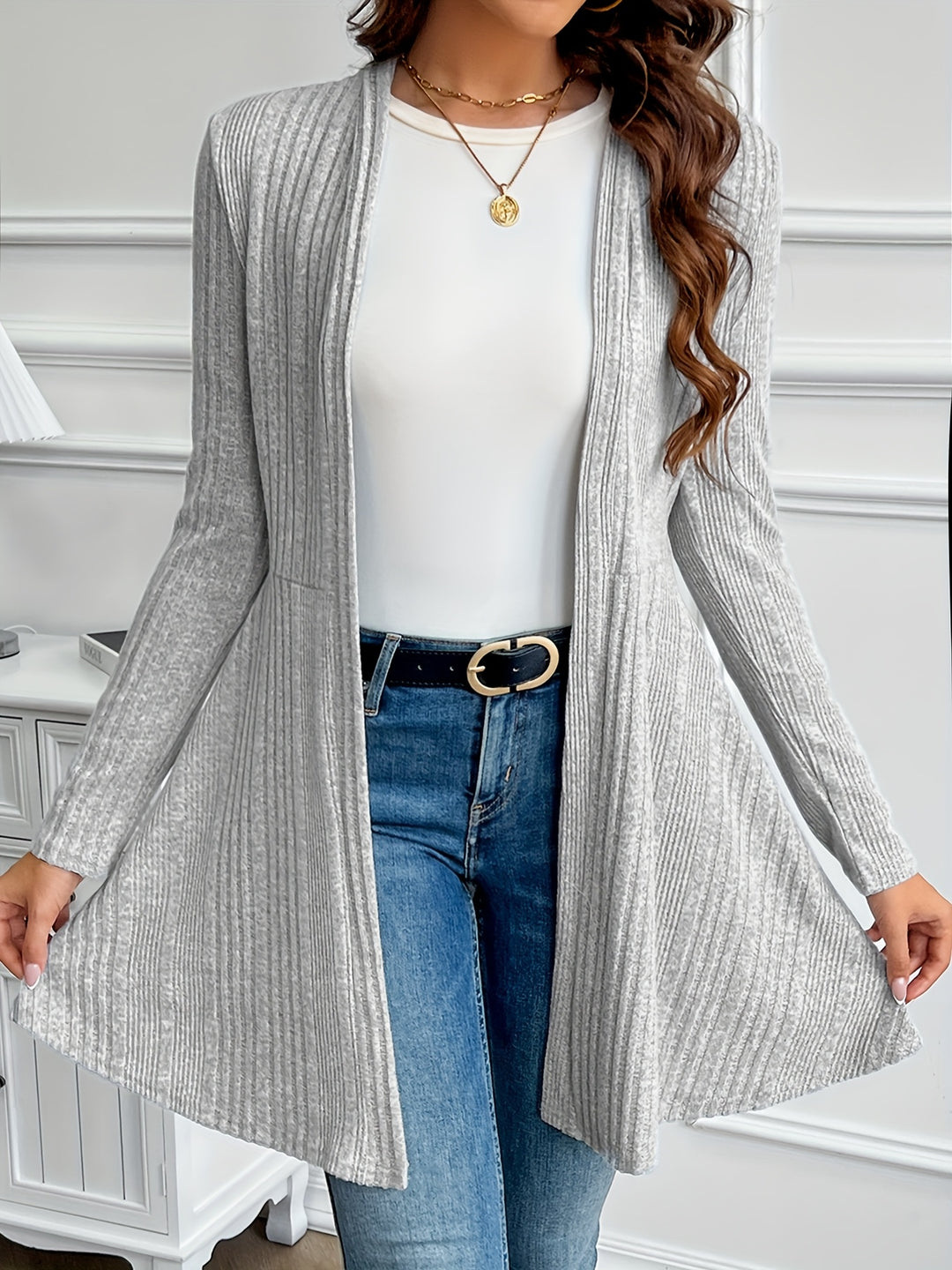 Helena | Ribbed Open-Front Cardigan