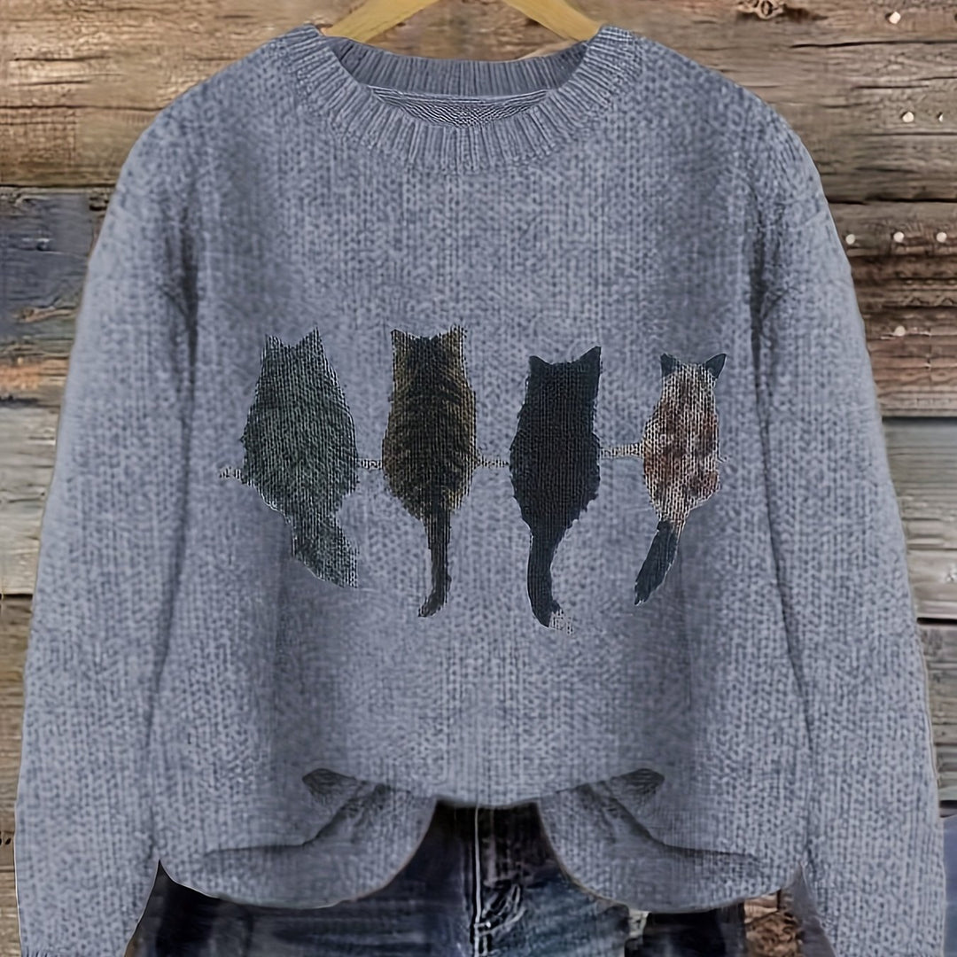 Winifred | Cosy Cat-Print Jumper