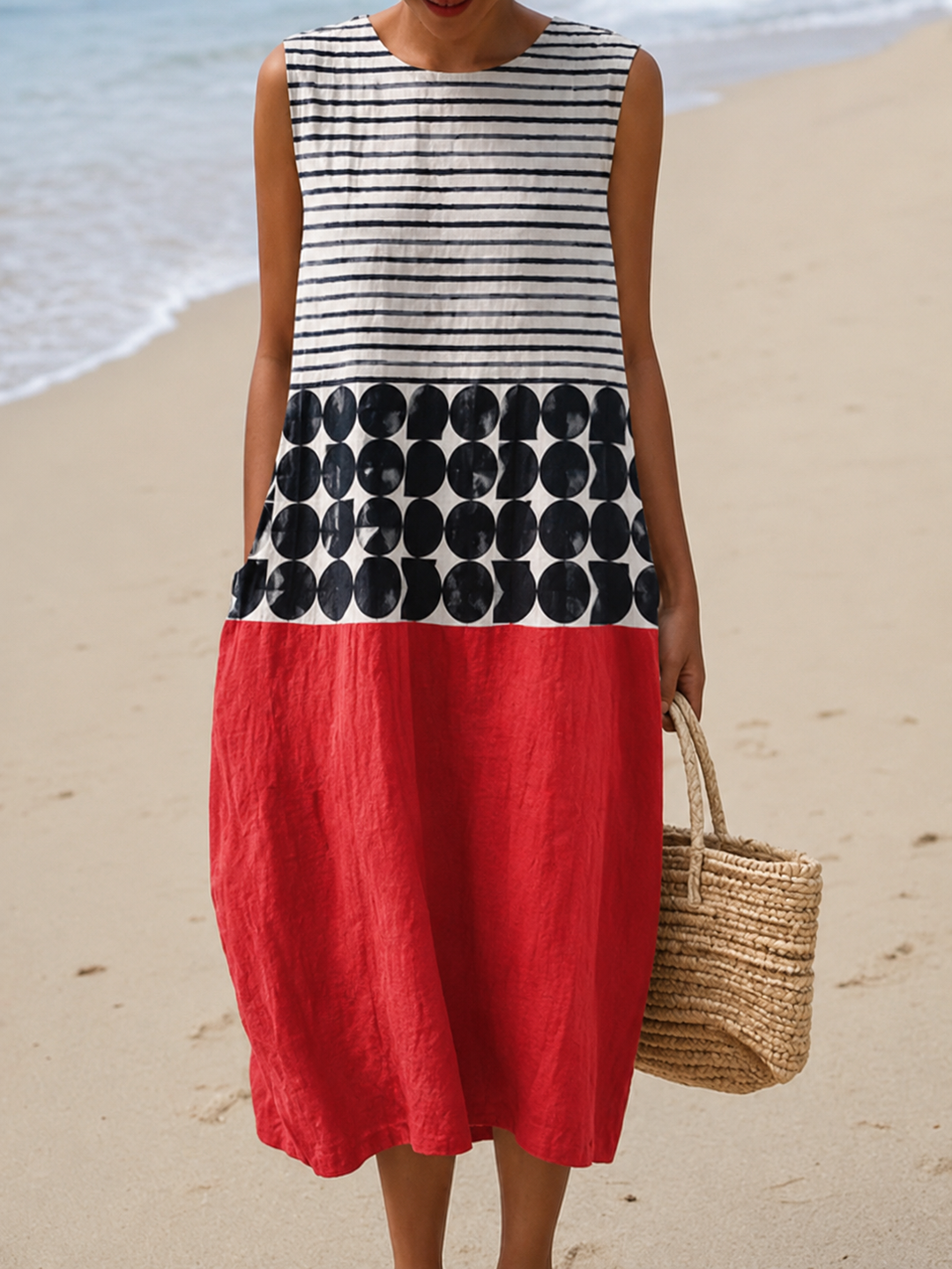Dorothy | Colour-Block Sleeveless Midi Dress