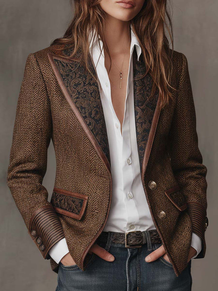 Hollis | Herringbone Panel Blazer
