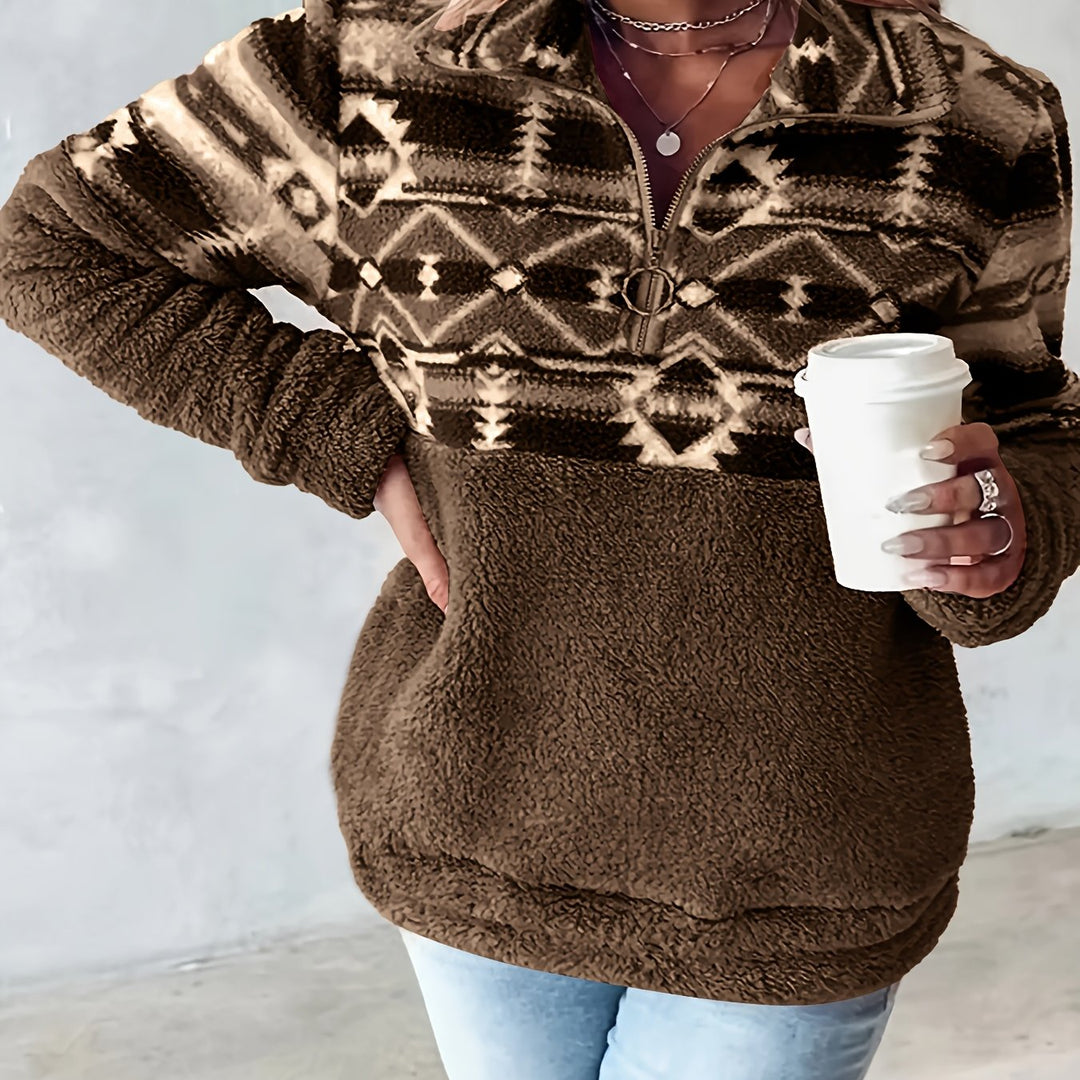 Coralie | Aztec-Pattern Half-Zip Pullover