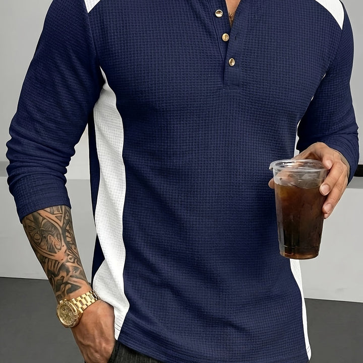 Bryce | Textured Contrast Henley Shirt