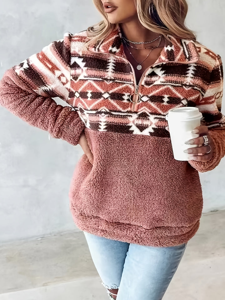 Coralie | Aztec-Pattern Half-Zip Pullover