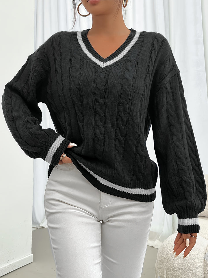 Laurel | Cable-Knit V-Neck Jumper