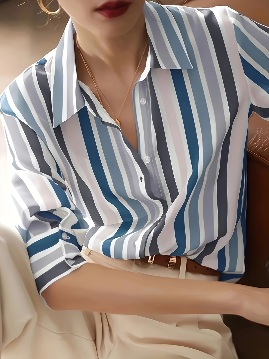 Eleanor | Elegant Striped Button Shirt